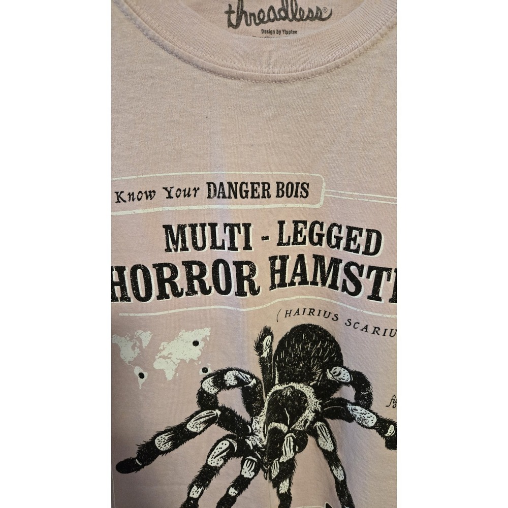 Threadless Horror Hamster Spider Graphic T Shirt XL Funny Novelty Tee Pink - Picture 4 of 6